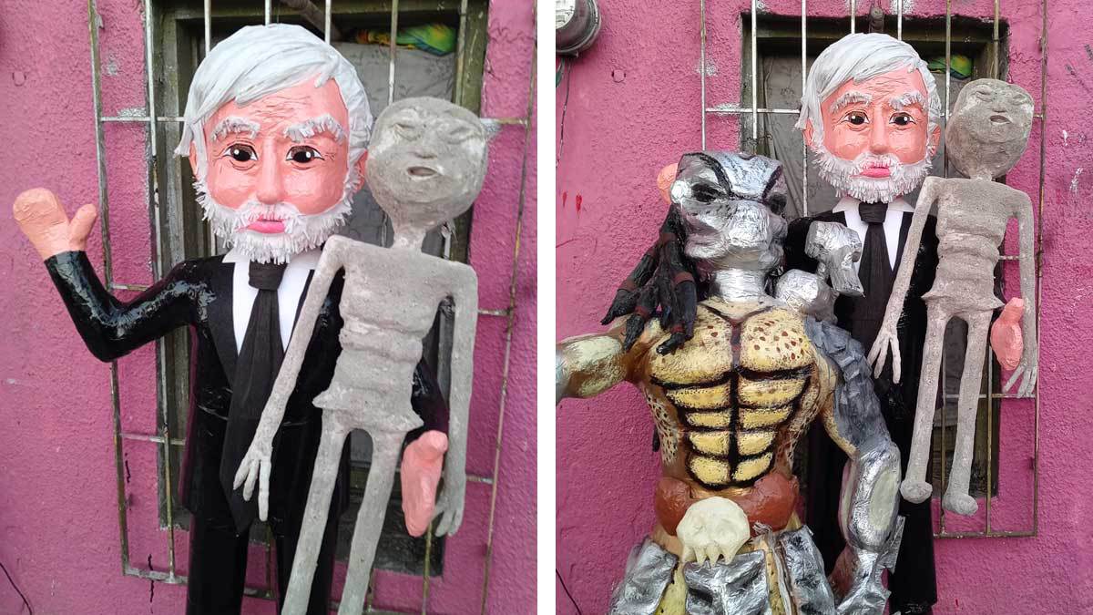 Seres no humanos: crean piñata en Tamaulipas de Jaime Maussan y un marciano