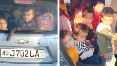 ¿Por trata?: cae mujer en Uzbekistán ¡con 25 niños en un coche!