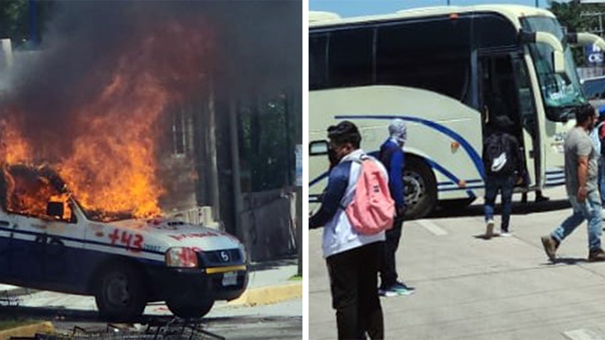 Normalistas queman camioneta en Fiscalía de Guerrero