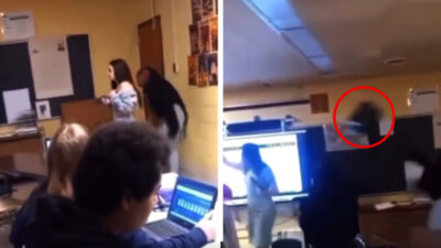 maestra recibe sillazo durante pelea entre alumnas de secundaria