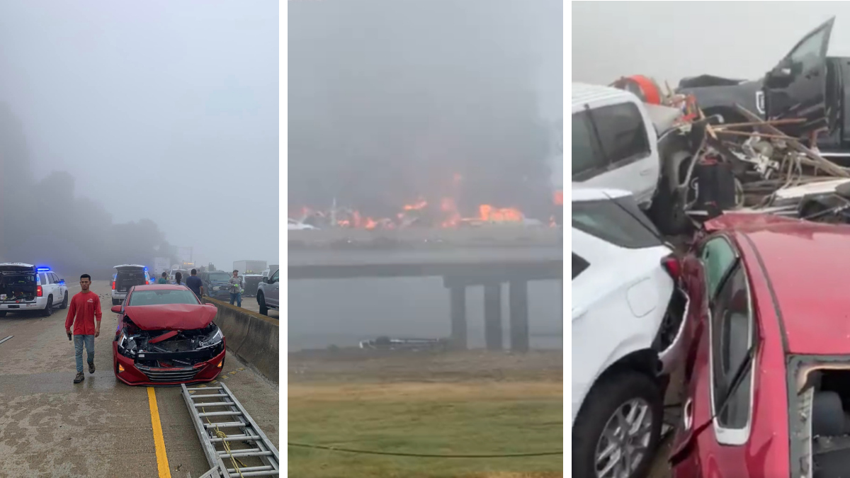 Niebla y humo crean megacarambola e incendio en carretera de Luisiana; hay 30 heridos y 2 muertos
