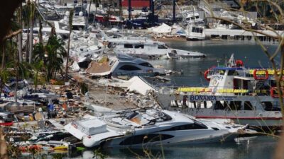 Embarcaciones destruidas por el paso del Huracán Otis en Acapulco