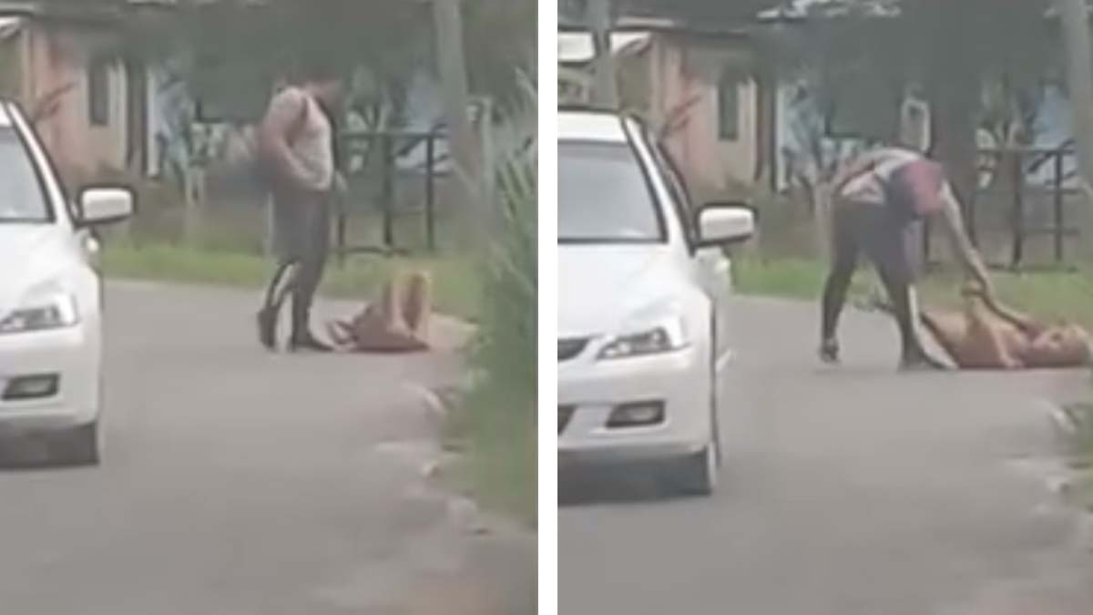 Fuertes imágenes: hombre golpea y arrastra a una mujer por la calle en Cunduacán, Tabasco