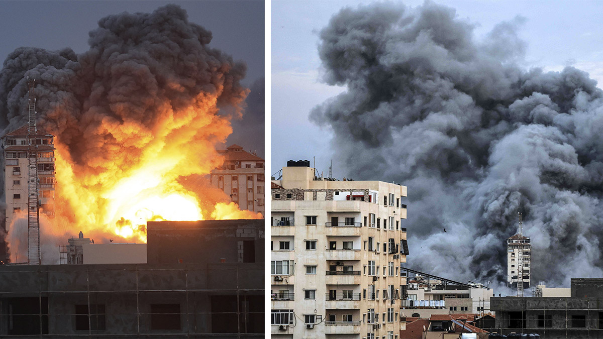 Contraofensiva de Israel por bombardeos destruye edificios en Franja de Gaza