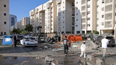 Zona destruida tras un ataque desde Gaza a Israel