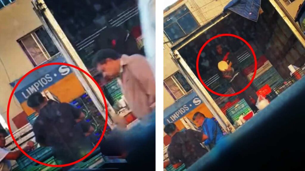 Captan a hombres embolsando queso con las manos en La Merced