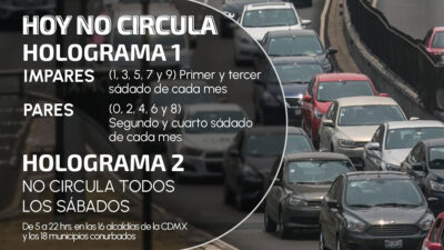 Hoy No Circula, CDMX y Edomex, sábado 14 de octubre de 2023