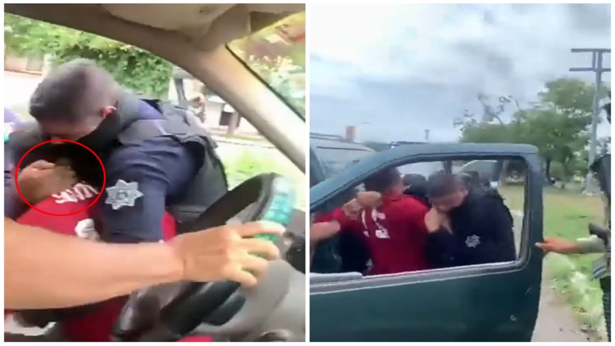 ¡Exceso de fuerza! Policías de Colima someten a conductor por pasarse un alto