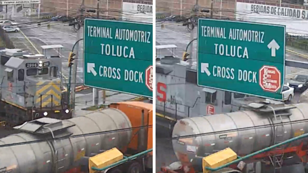 Chofer intenta ganar el paso y tren embiste pipa de combustible en Toluca