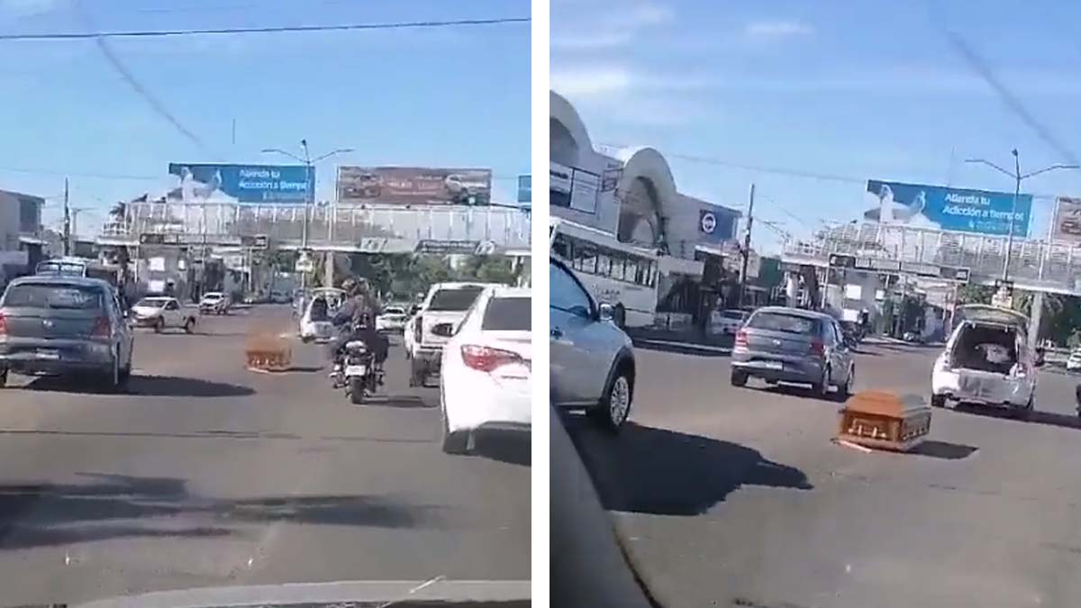 ¡Se les escapa un muerto! Ataúd cae de una carroza fúnebre en calles de Culiacán