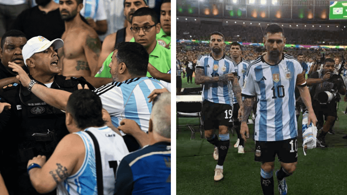 Brasil-Argentina se retrasa por violencia entre policías y aficionados: se reanuda pese a descontento de Messi