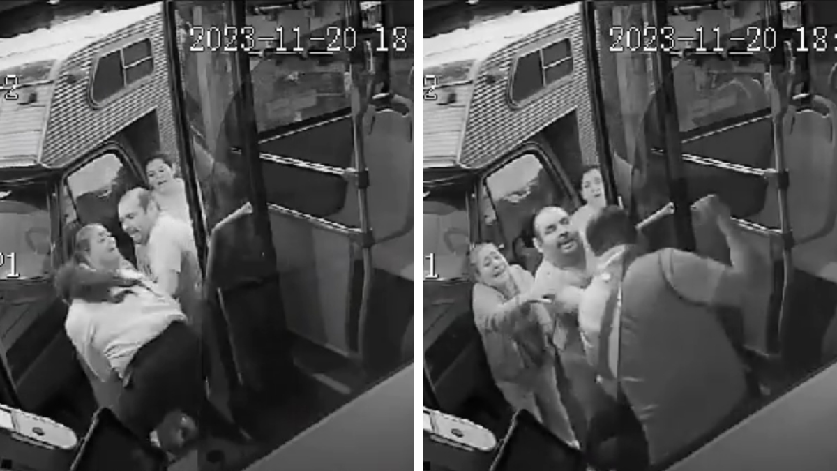 Video: dos hombres y una mujer de un tianguis golpean a conductora de autobús en Querétaro