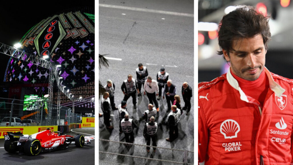 El debut del GP de Las Vegas se ve marcado por la suspensión de las PL1 por una alcantarilla abierta y una posterior sanción a Carlos Sainz por lo sucedido