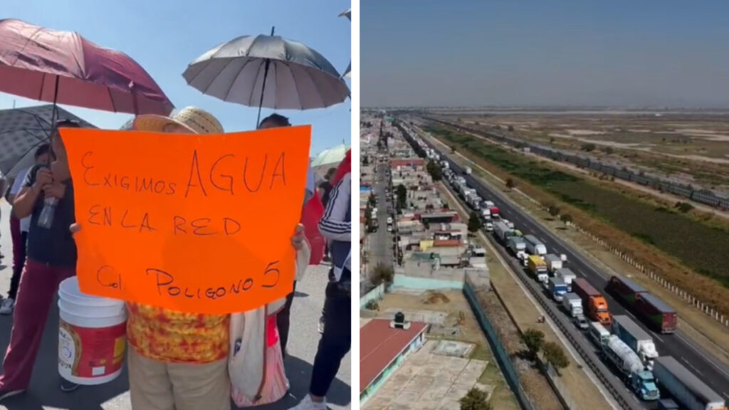 manifestantes de Ecatepec bloquean el Circuito Exterior Mexiquense