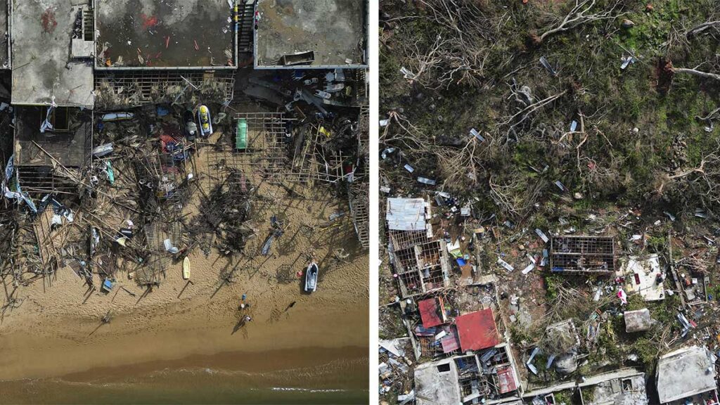 Imágenes satelitales sobre devastación de huracán Otis en Acapulco