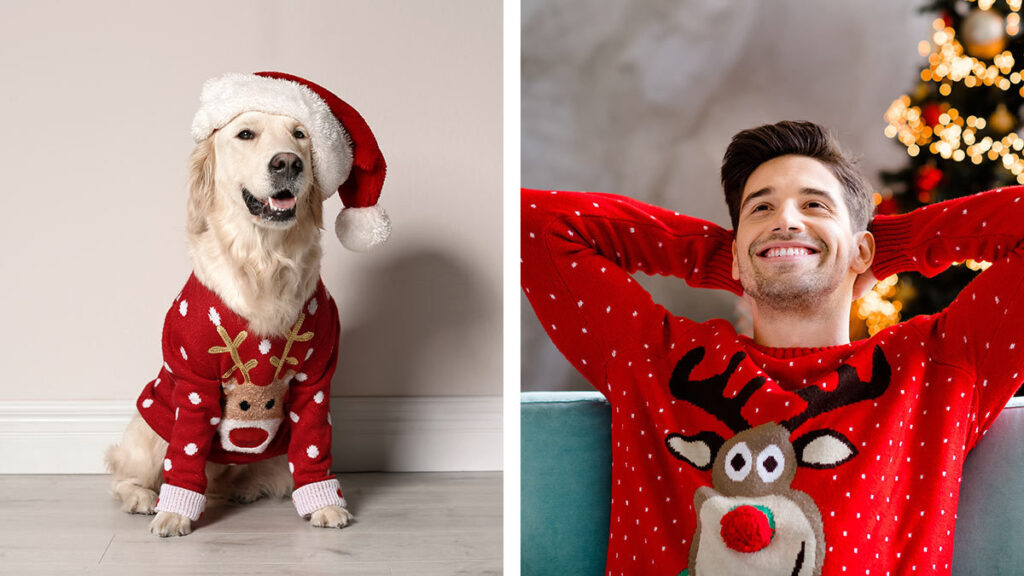 Ugly sweater: Suéteres de Navidad iguales para perros y humanos