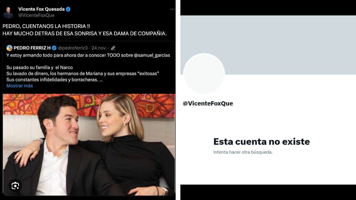Desaparece cuenta de X de Vicente Fox tras señalamientos contra Mariana Rodríguez