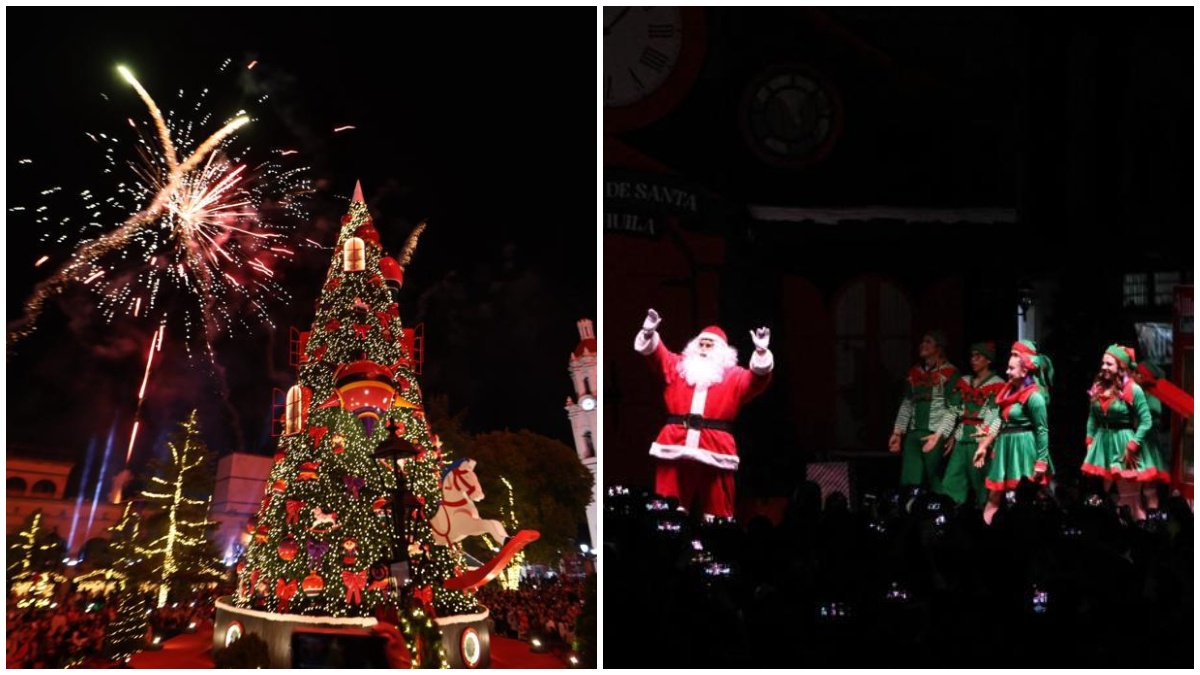 La Plaza de Armas de Saltillo, Coahuila, se ilumina con árbol de Navidad