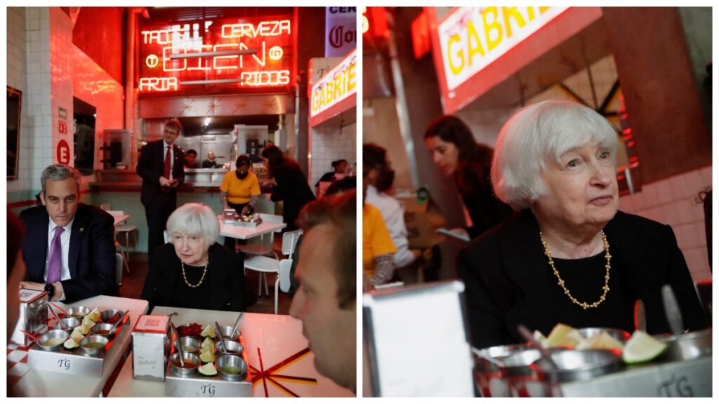 ¿Con todo? Janet Yellen, secretaria del Tesoro de EU, aprovecha visita a México para comerse unos tacos