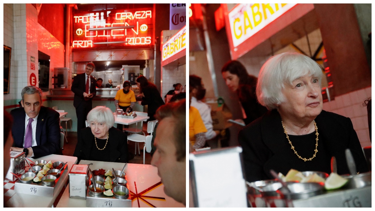 Janet Yellen, secretaria del Tesoro de EU, aprovecha visita a México para comerse unos tacos