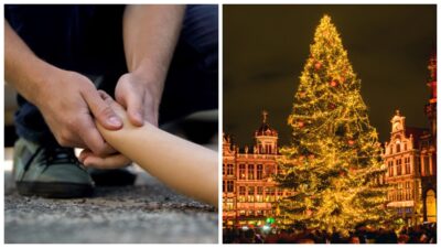 ¡Triste festejo! Mujer muere al ser aplastada por gigantesco árbol de Navidad en Bélgica