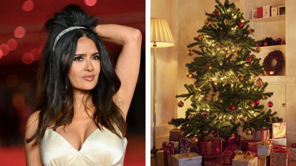 Salma Hayek presume su árbol de navidad y lo acompañó con un "ugly Sweater"