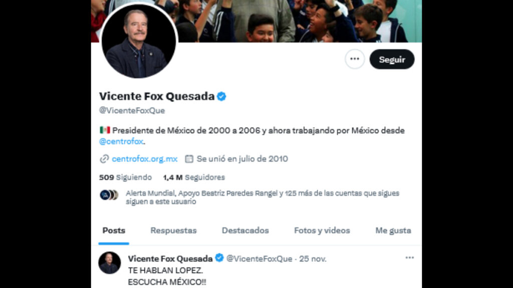 Vicente Fox vuelve a postear en X