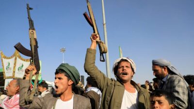 Rebeldes hutíes en Yemen.