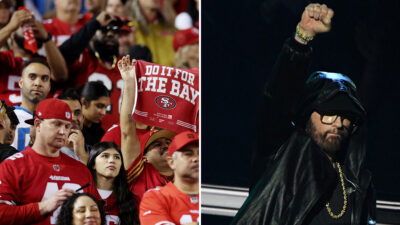 Eminem hace seña obscena a los aficionados de los 49ers
