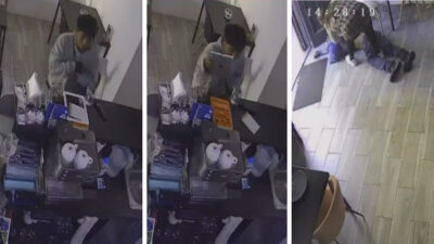 mujer taclea a hombre que pretendía robar tablet de cafetería