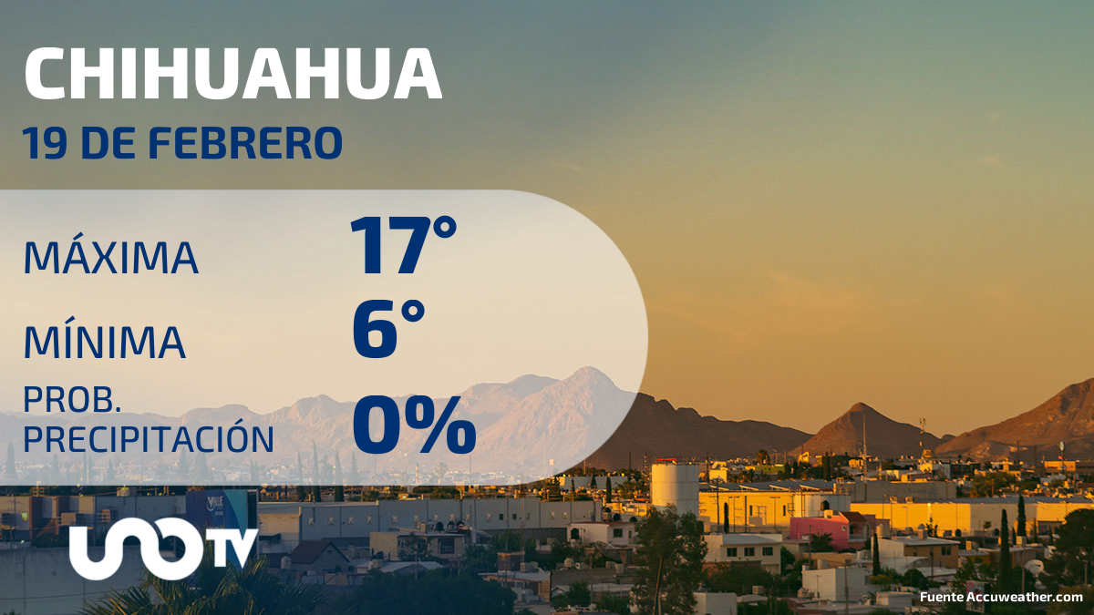 Clima en Chihuahua para el 19 de febrero de 2024