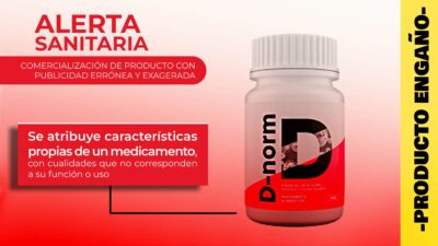 El suplemento alimenticio para personas con diabetes D-norm no cuenta con registro sanitario y se publicita de manera exagerada foto de producto d-norm frasco de capsulas