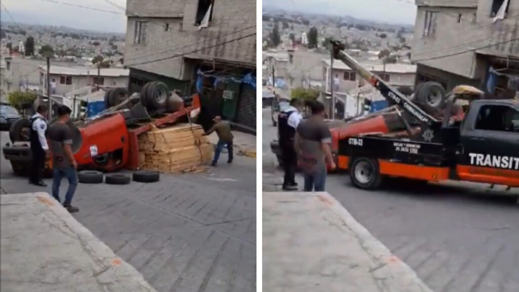 Grua pierde el control en Chimalhuacan