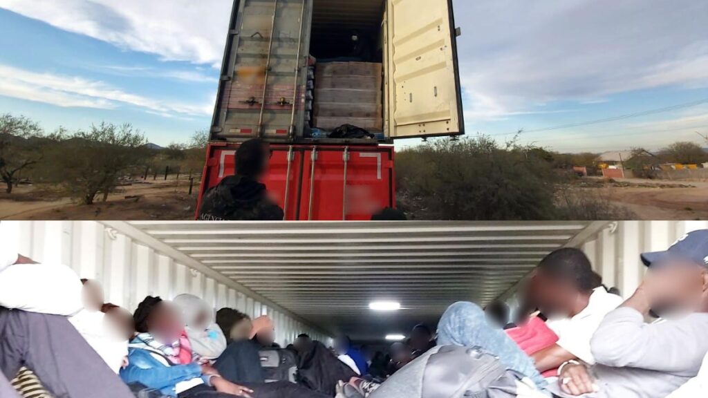 Migrantes rescatados en contenedor en Sonora
