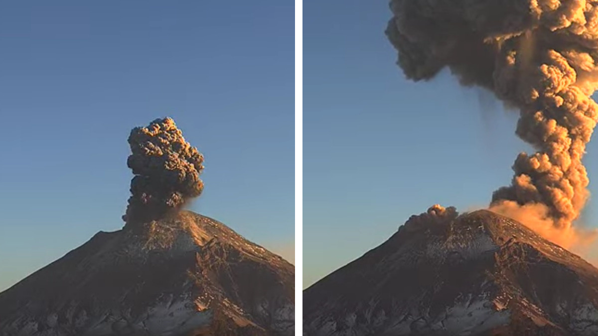 Fotos y videos: Sorprende enorme fumarola de “Don Goyo”; se ve desde Puebla, CDMX y Edomex