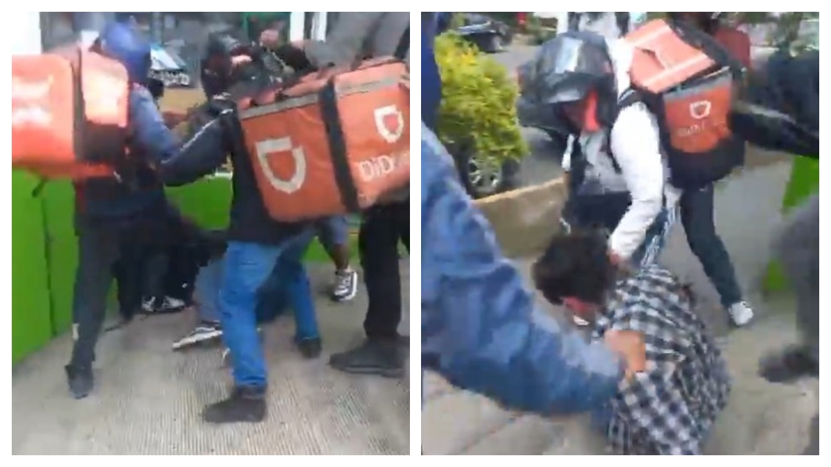 ¡Le pusieron un cuatro! Repartidores de DiDi Food golpean a presunto estafador en Xalapa, Veracruz