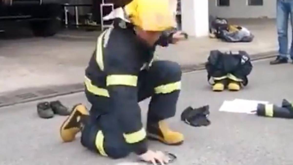 Video: en sólo 8 segundos, bombero se pone su equipo contra incendios