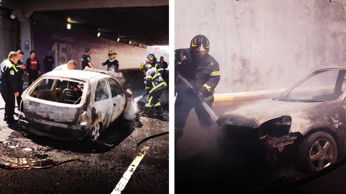 Video: Chevy se incendia en Viaducto Miguel Alemán
