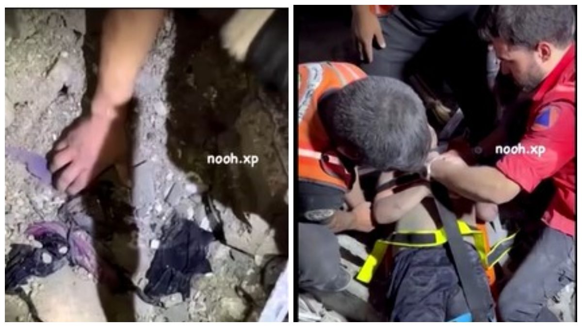 Difunden video que muestra dramático rescate de niño enterrado entre escombros en Gaza