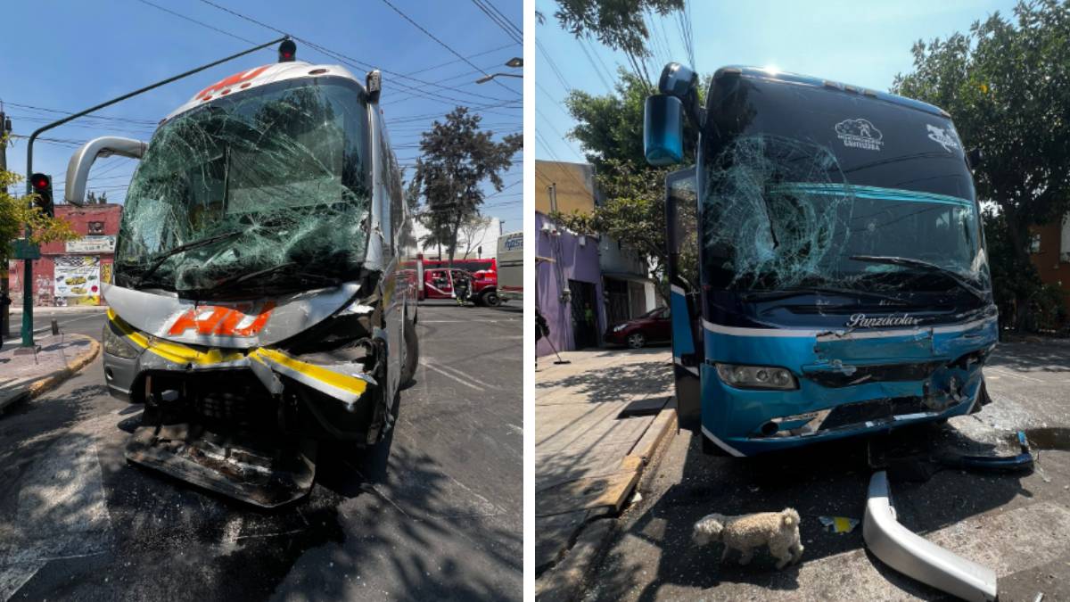 ¡Se estrellaron con fuerza! Dos autobuses chocan de frente en CDMX; hay 23 personas lesionadas