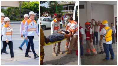 Protección Civil de Chiapas participa en simulacro de sismo de 8.2 en el estado.