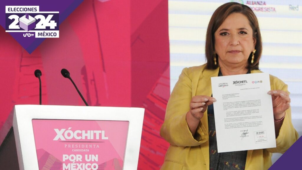 La candidata Xóchitl Gálvez durante su conferencia de prensa