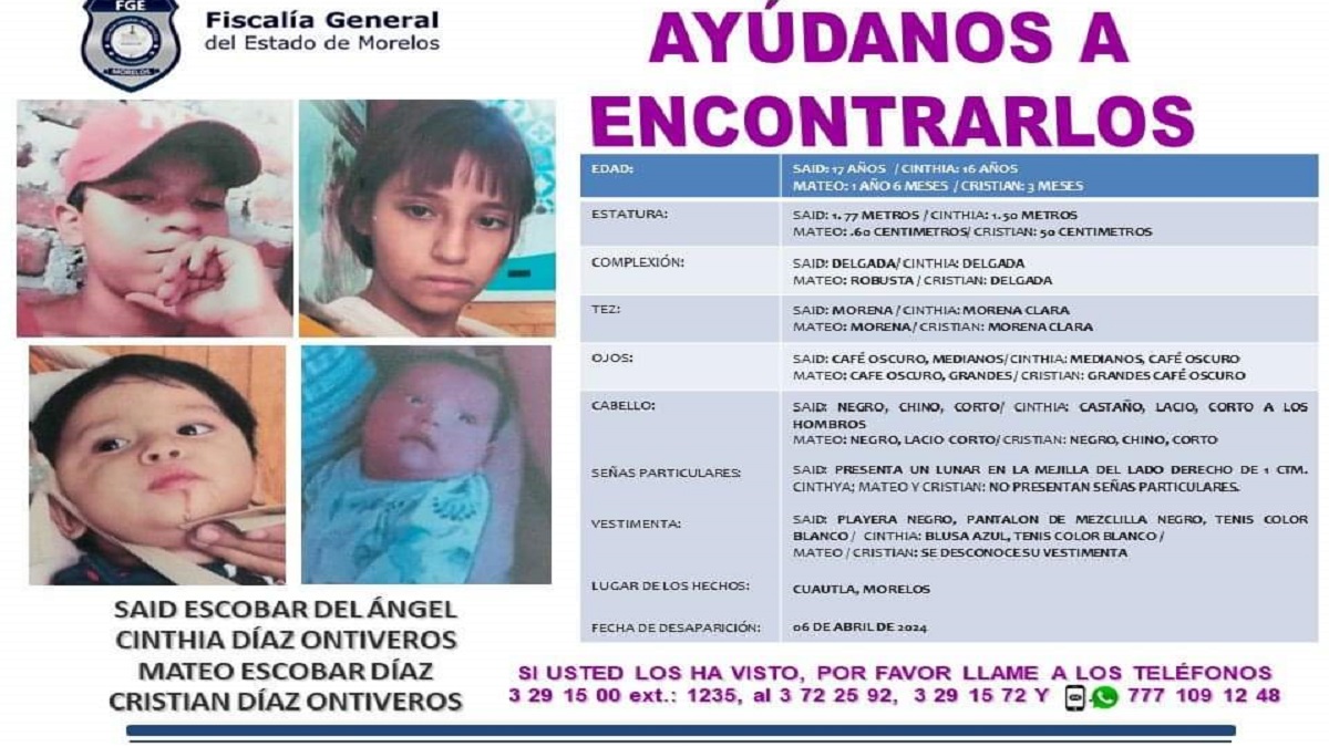 Desaparecen 4 integrantes de una familia en Cuautla; son menores de edad