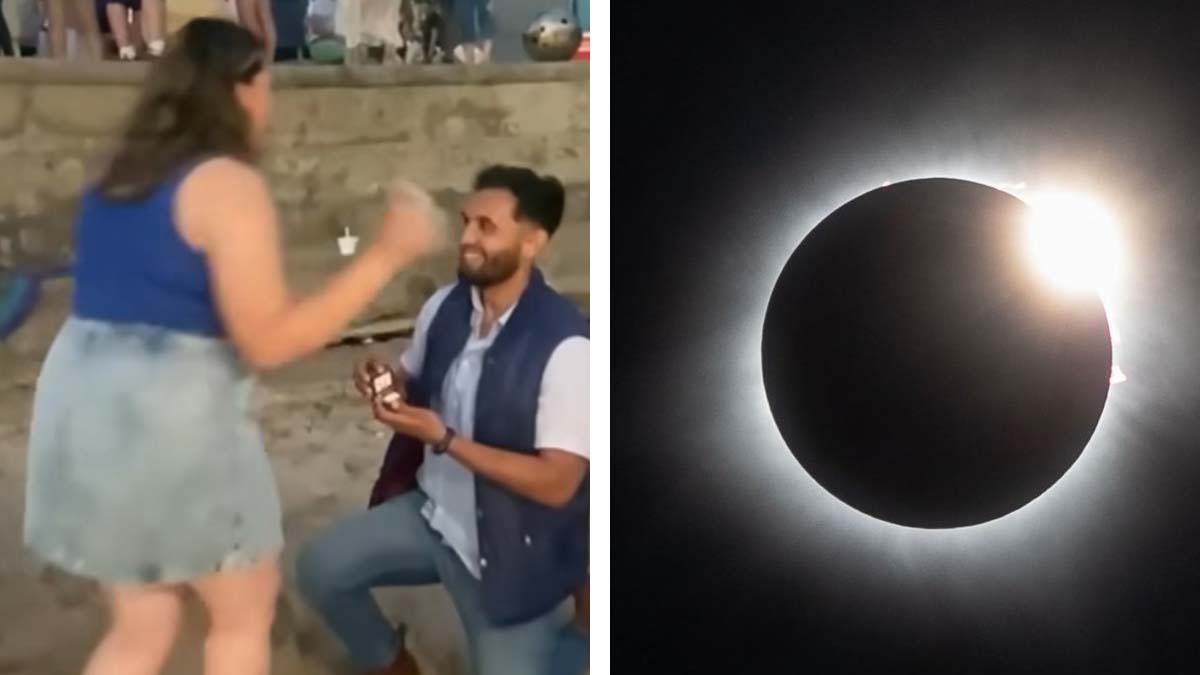 ¡Romántico momento! Pareja se compromete en matrimonio durante el eclipse solar en Mazatlán