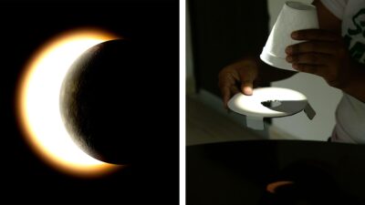 Es posible observar el eclipse solar del 8 de abril con ayuda de una hoja de papel