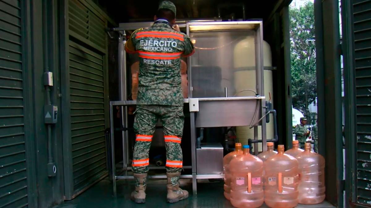 Ejército instala plantas potabilizadoras de agua en alcaldía Benito Juárez