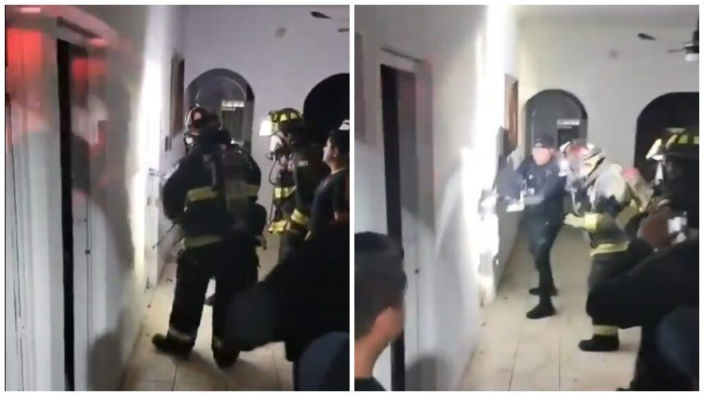 Bomberos intentan abrir una puerta antes de que se registre la explosión de gas en una casa de Mazatlán