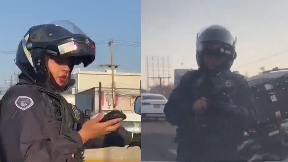 ¿Doble moral? Captan a policía usando su celular mientras maneja una moto en Jalisco