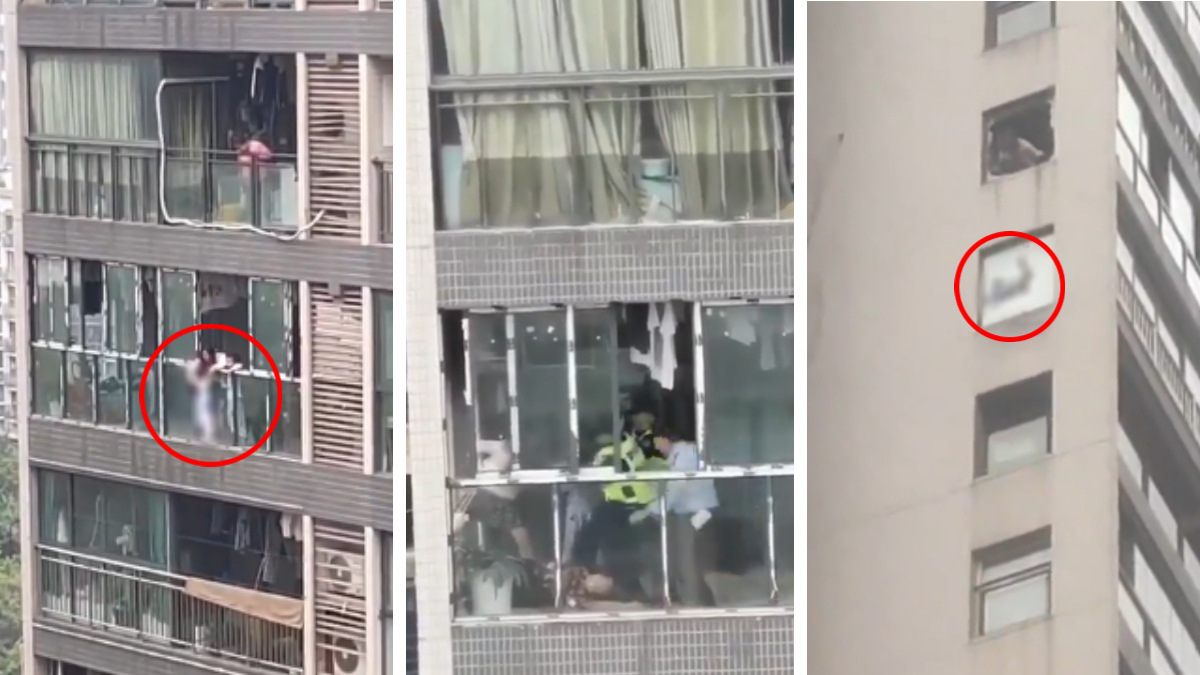 Lograron rescatar a otro niño: mamá arroja a su hijo por la ventana y apuñala a su suegra en China
