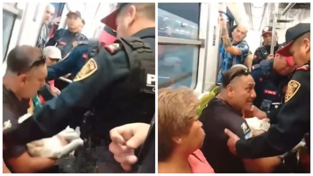 Policías sacan a un usuario del Metro que viajaba con un perrito entre las piernas. El video se viralizó